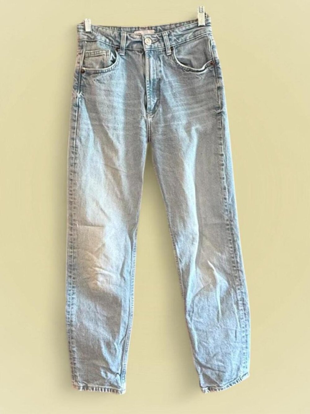 Light wash high rise mom jeans
